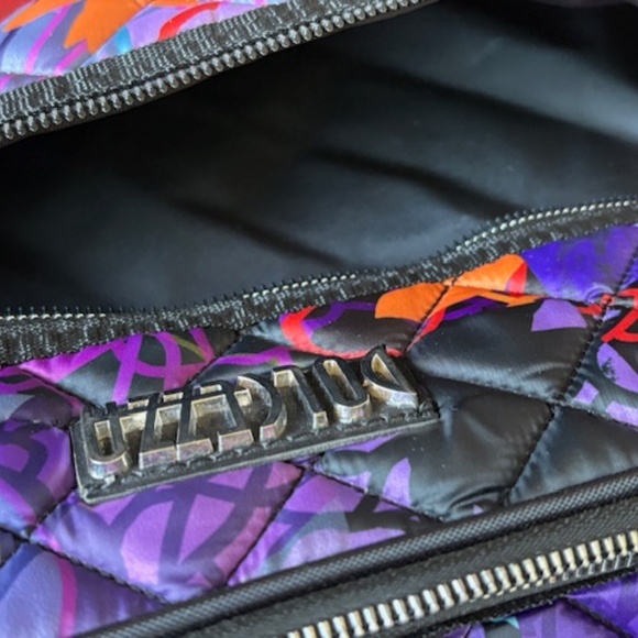 DOLCEZZA large quilted fabric travel bag multicolour purple with shoulder strap - Picture 12 of 16